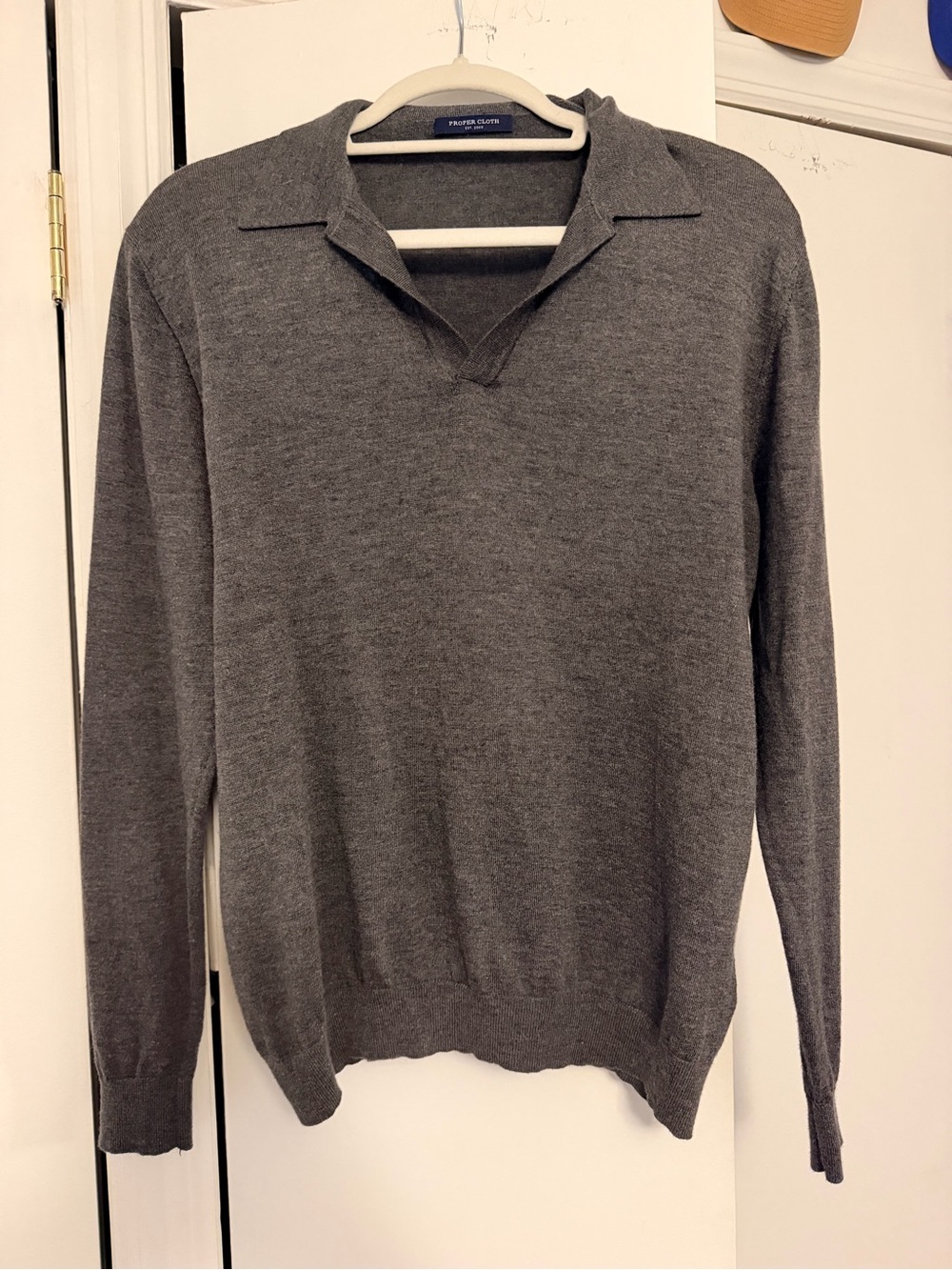 Proper Cloth Gray Collared V-Neck Sweater Polo